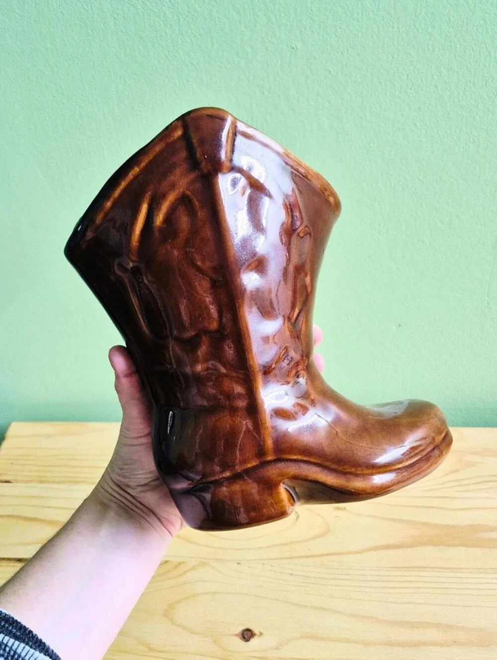 Vintage Ceramic Cowboy Boot Planter / Vase - Picture 6 of 12
